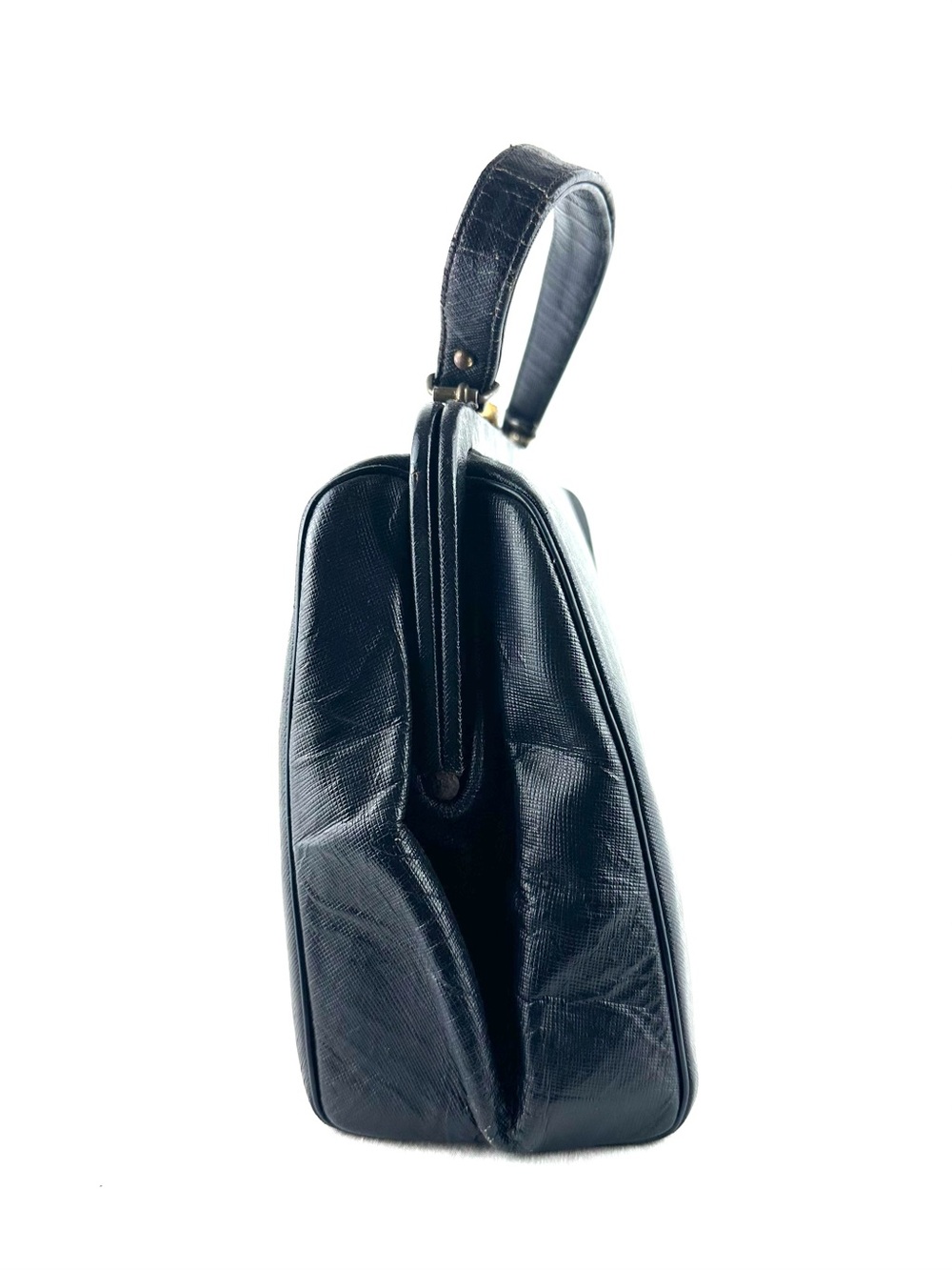 Vintage 1950s Creations by International Black Leather Top-Handle Bag - Picture 7 of 16